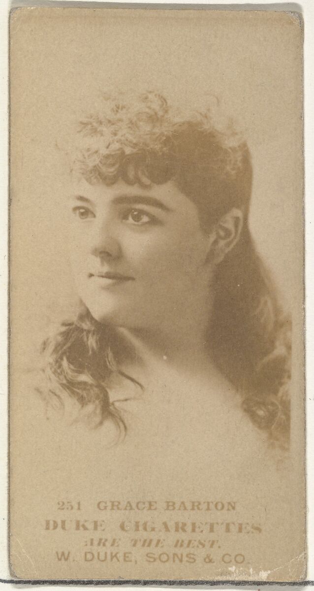 Card Number 251, Grace Barton, from the Actors and Actresses series (N145-7) issued by Duke Sons & Co. to promote Duke Cigarettes, Issued by W. Duke, Sons &amp; Co. (New York and Durham, N.C.), Albumen photograph 
