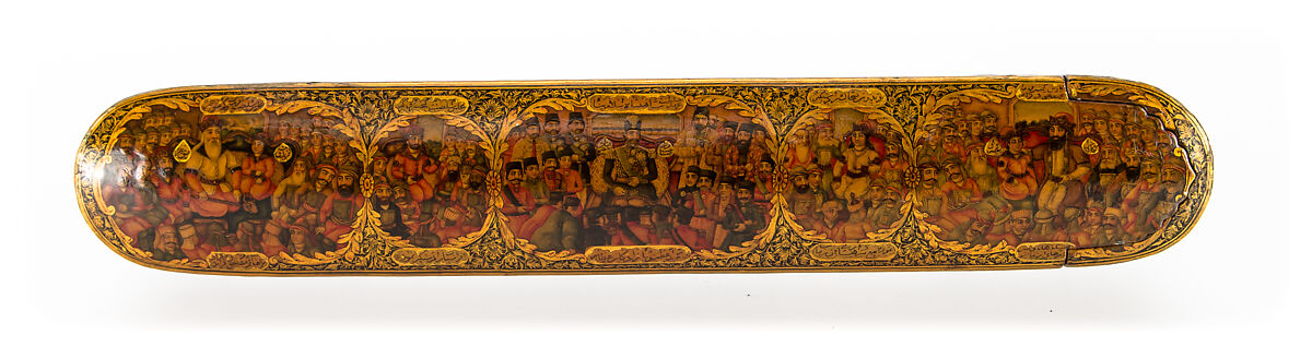 Lacquer Pen Box with Royal Audience Scenes, Papier-mache; painted and lacquered