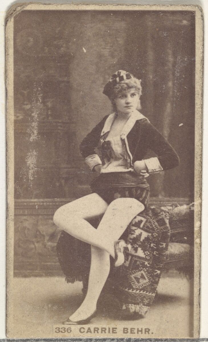 Card Number 336, Carrie Behr, from the Actors and Actresses series (N145-7) issued by Duke Sons & Co. to promote Duke Cigarettes, Issued by W. Duke, Sons &amp; Co. (New York and Durham, N.C.), Albumen photograph 