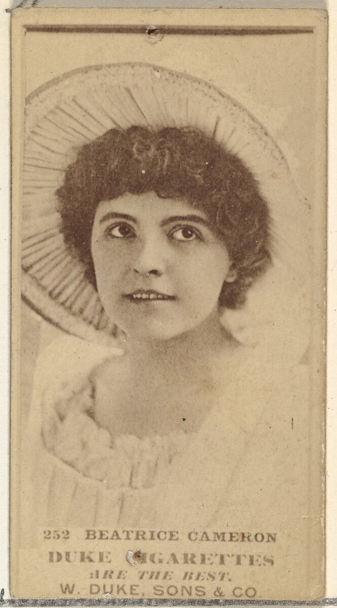 Card Number 252, Beatrice Cameron, from the Actors and Actresses series (N145-7) issued by Duke Sons & Co. to promote Duke Cigarettes, Issued by W. Duke, Sons &amp; Co. (New York and Durham, N.C.), Albumen photograph 