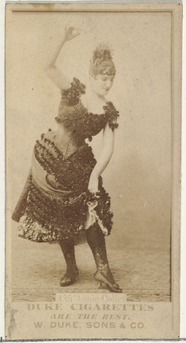 Card Number 335, Annie Colley, from the Actors and Actresses series (N145-7) issued by Duke Sons & Co. to promote Duke Cigarettes, Issued by W. Duke, Sons &amp; Co. (New York and Durham, N.C.), Albumen photograph 