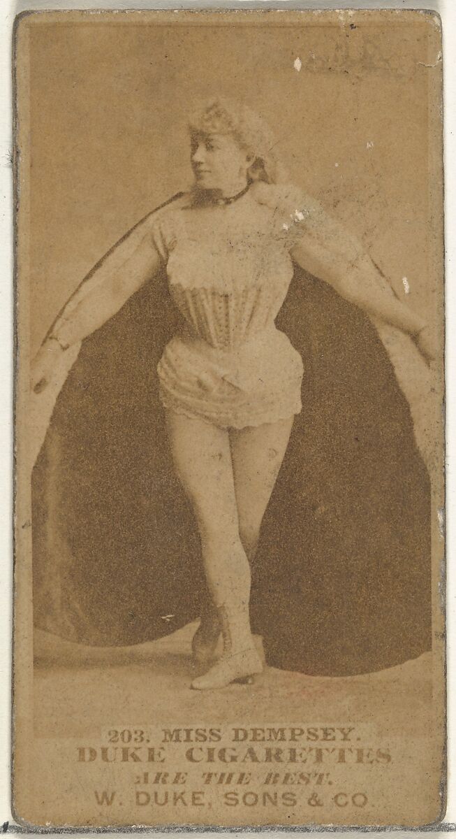 Card Number 203, Miss Dempsey, from the Actors and Actresses series (N145-7) issued by Duke Sons & Co. to promote Duke Cigarettes, Issued by W. Duke, Sons &amp; Co. (New York and Durham, N.C.), Albumen photograph 