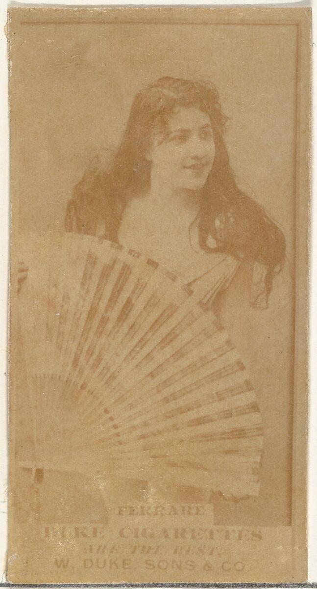 Miss Ferrare, from the Actors and Actresses series (N145-7) issued by Duke Sons & Co. to promote Duke Cigarettes, Issued by W. Duke, Sons &amp; Co. (New York and Durham, N.C.), Albumen photograph 