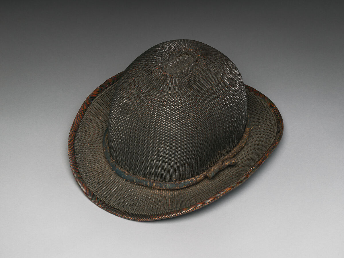 Bowler Hat, Hayakawa Shōkosai I (Japanese, 1815–1897), Timber bamboo, rattan, and brocaded silk, Japan
