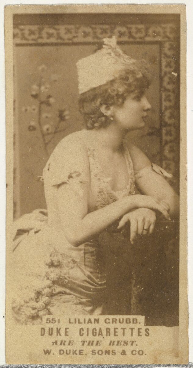 Card Number 551, Lillian Grubb, from the Actors and Actresses series (N145-7) issued by Duke Sons & Co. to promote Duke Cigarettes, Issued by W. Duke, Sons &amp; Co. (New York and Durham, N.C.), Albumen photograph 