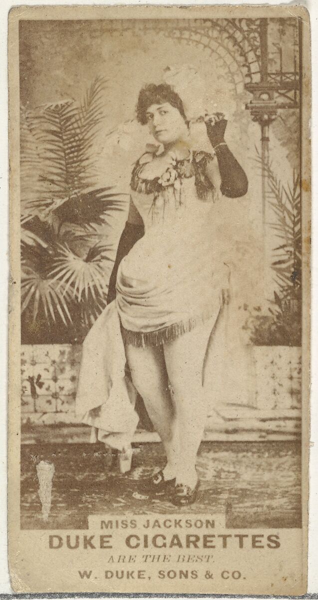 Miss Jackson, from the Actors and Actresses series (N145-7) issued by Duke Sons & Co. to promote Duke Cigarettes, Issued by W. Duke, Sons &amp; Co. (New York and Durham, N.C.), Albumen photograph 