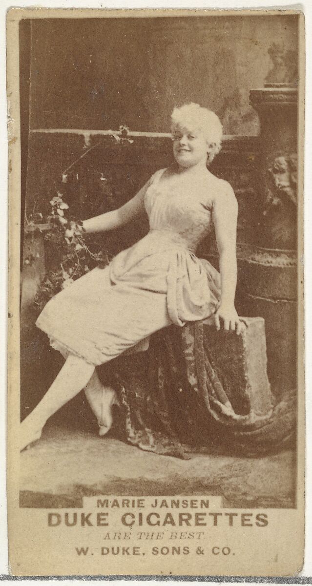 Marie Jansen, from the Actors and Actresses series (N145-7) issued by Duke Sons & Co. to promote Duke Cigarettes, Issued by W. Duke, Sons &amp; Co. (New York and Durham, N.C.), Albumen photograph 