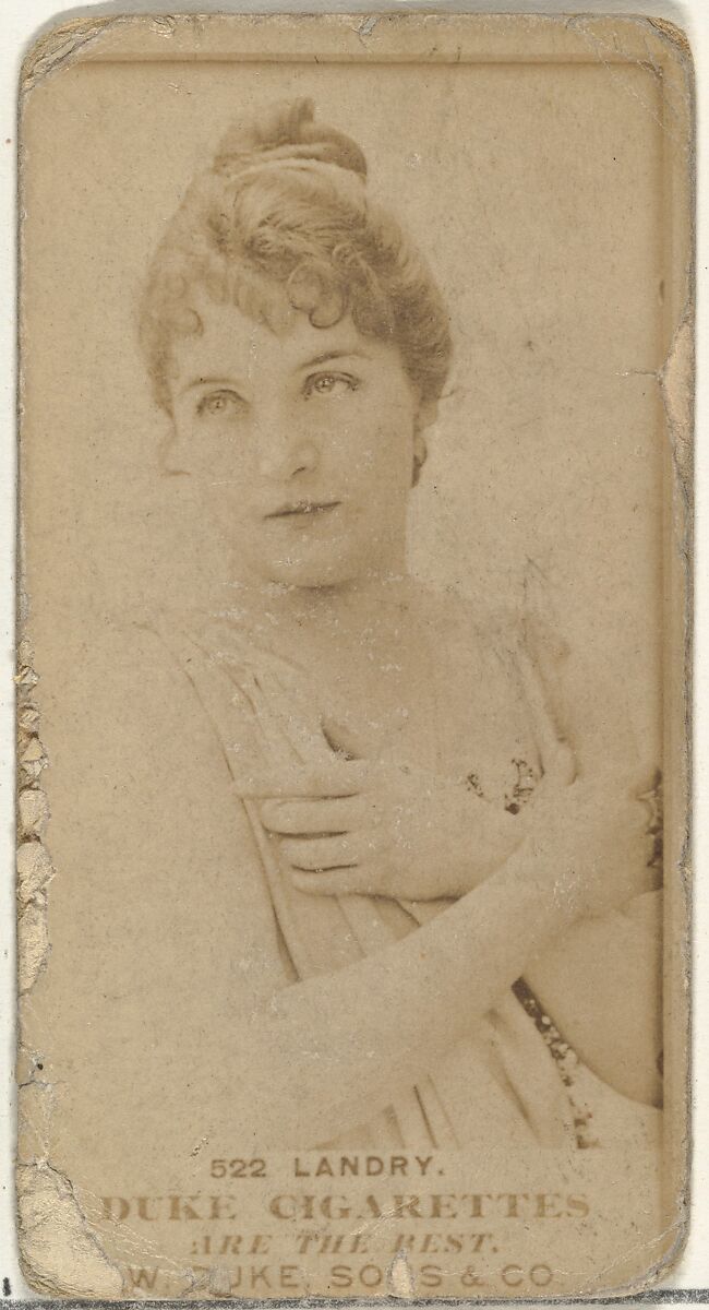 Card Number 522, Miss Landry, from the Actors and Actresses series (N145-7) issued by Duke Sons & Co. to promote Duke Cigarettes, Issued by W. Duke, Sons &amp; Co. (New York and Durham, N.C.), Albumen photograph 