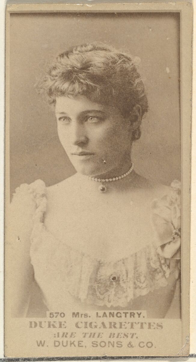 Card Number 570, Mrs. Langtry, from the Actors and Actresses series (N145-7) issued by Duke Sons & Co. to promote Duke Cigarettes, Issued by W. Duke, Sons &amp; Co. (New York and Durham, N.C.), Albumen photograph 