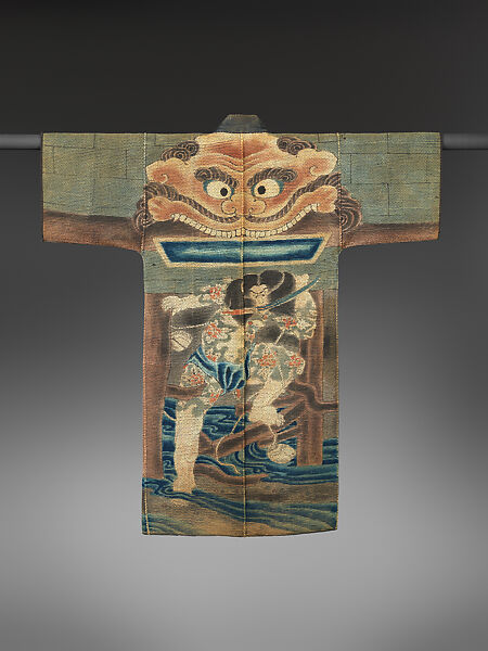 Fireman’s Jacket (Hikeshi-banten) with Chinese Warrior
, Quilted cotton with tube-drawn paste-resist dyeing (tsutsugaki) with hand-painted details, Japan
