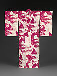 Summer Kimono (Hito-e) with Waves and Waterdrops, Printed gauze-weave (ro) silk, Japan