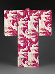 Summer Kimono (Hito-e) with Waves and Waterdrops, Printed gauze-weave (ro) silk, Japan