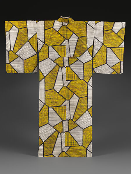 Meisen Summer Kimono with Cracked-Ice Pattern | Japan | Shōwa period ...