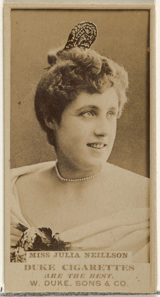 Miss Julia Neillson, from the Actors and Actresses series (N145-7) issued by Duke Sons & Co. to promote Duke Cigarettes, Issued by W. Duke, Sons &amp; Co. (New York and Durham, N.C.), Albumen photograph 