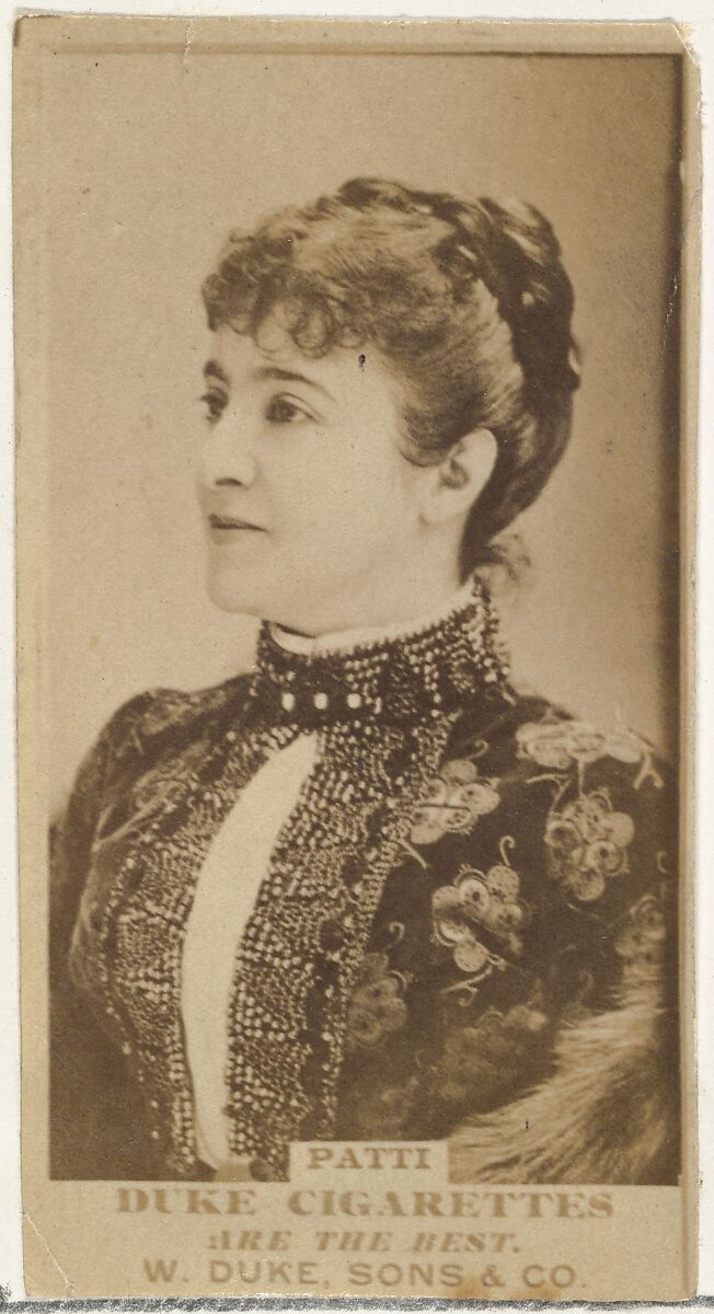 Miss Patti, from the Actors and Actresses series (N145-7) issued by Duke Sons & Co. to promote Duke Cigarettes, Issued by W. Duke, Sons &amp; Co. (New York and Durham, N.C.), Albumen photograph 