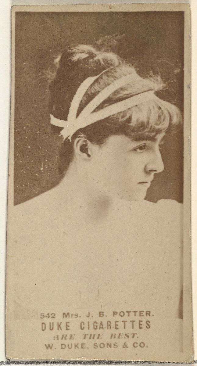 Card Number 542, Mrs. James Brown Potter, from the Actors and Actresses series (N145-7) issued by Duke Sons & Co. to promote Duke Cigarettes, Issued by W. Duke, Sons &amp; Co. (New York and Durham, N.C.), Albumen photograph