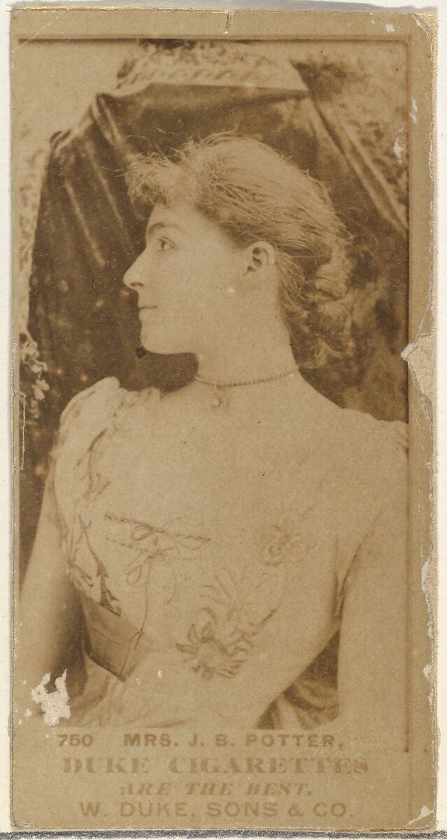 Card Number 750, Mrs. James Brown Potter, from the Actors and Actresses series (N145-7) issued by Duke Sons & Co. to promote Duke Cigarettes, Issued by W. Duke, Sons &amp; Co. (New York and Durham, N.C.), Albumen photograph 