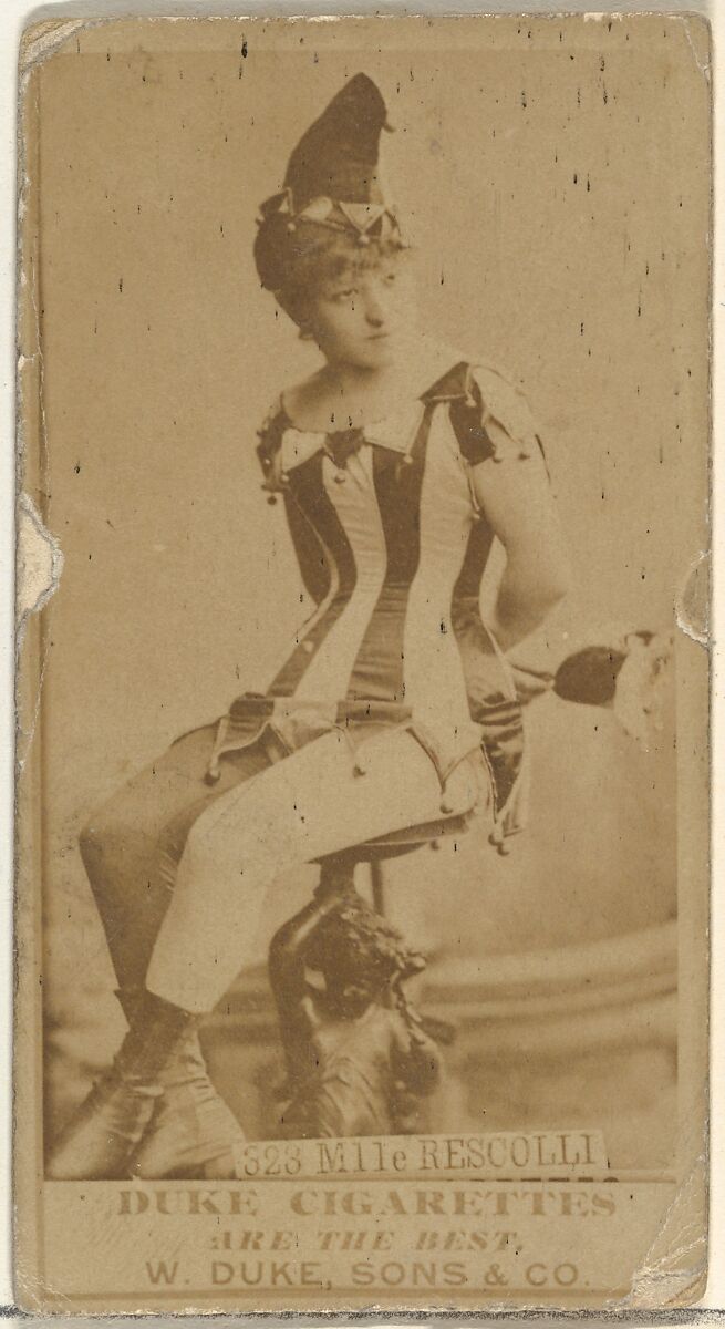 Card Number 323, Mlle. Rescolli, from the Actors and Actresses series (N145-7) issued by Duke Sons & Co. to promote Duke Cigarettes, Issued by W. Duke, Sons &amp; Co. (New York and Durham, N.C.), Albumen photograph 
