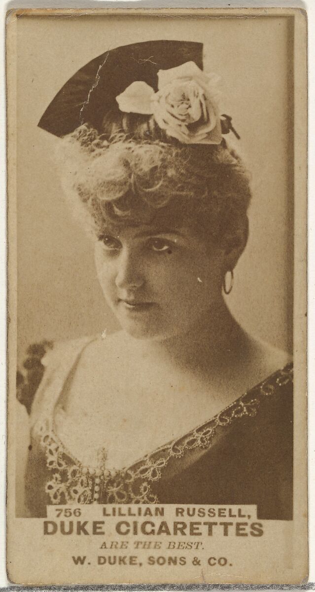 Card Number 756, Lillian Russell, from the Actors and Actresses series (N145-7) issued by Duke Sons & Co. to promote Duke Cigarettes, Issued by W. Duke, Sons &amp; Co. (New York and Durham, N.C.), Albumen photograph 