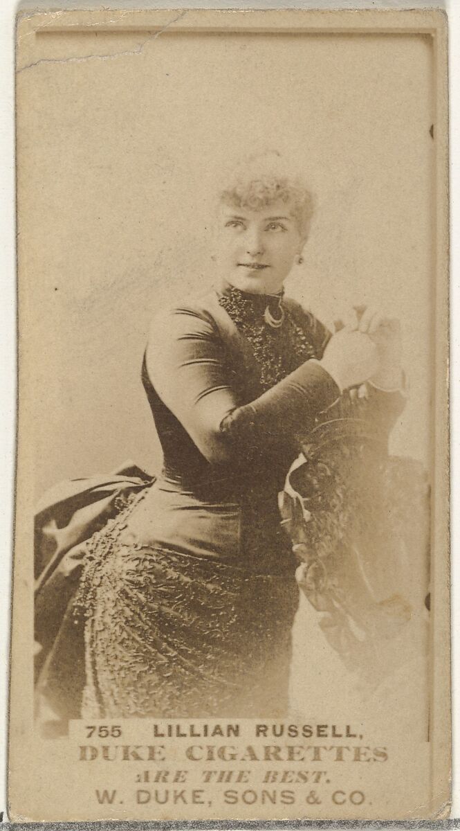 Card Number 755, Lillian Russell, from the Actors and Actresses series (N145-7) issued by Duke Sons & Co. to promote Duke Cigarettes, Issued by W. Duke, Sons &amp; Co. (New York and Durham, N.C.), Albumen photograph 