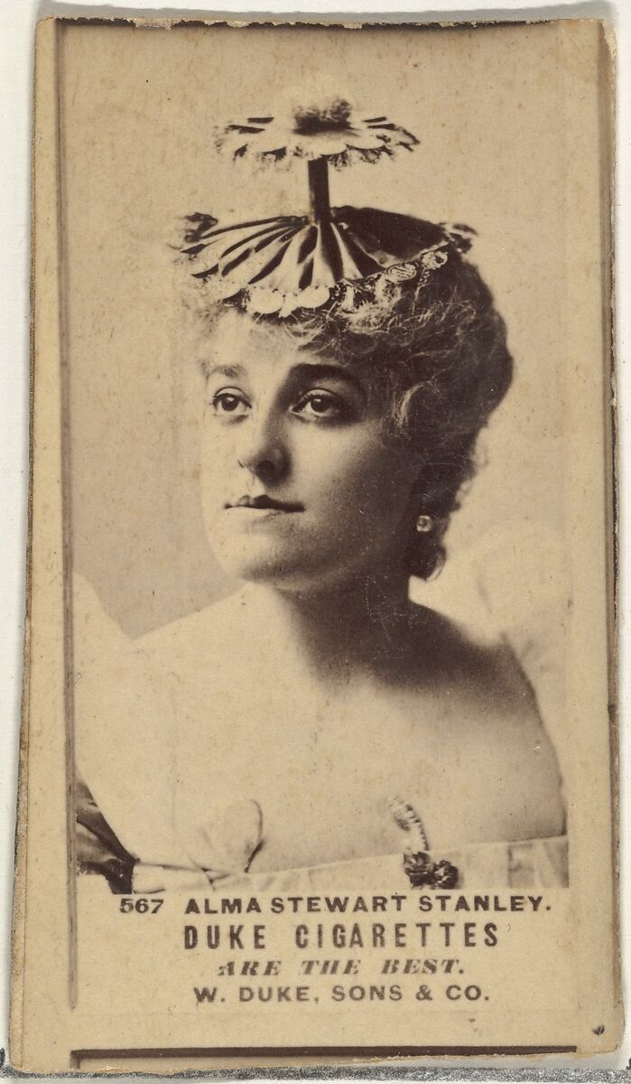 Card Number 567, Alma Stewart Stanley, from the Actors and Actresses series (N145-7) issued by Duke Sons & Co. to promote Duke Cigarettes, Issued by W. Duke, Sons &amp; Co. (New York and Durham, N.C.), Albumen photograph 