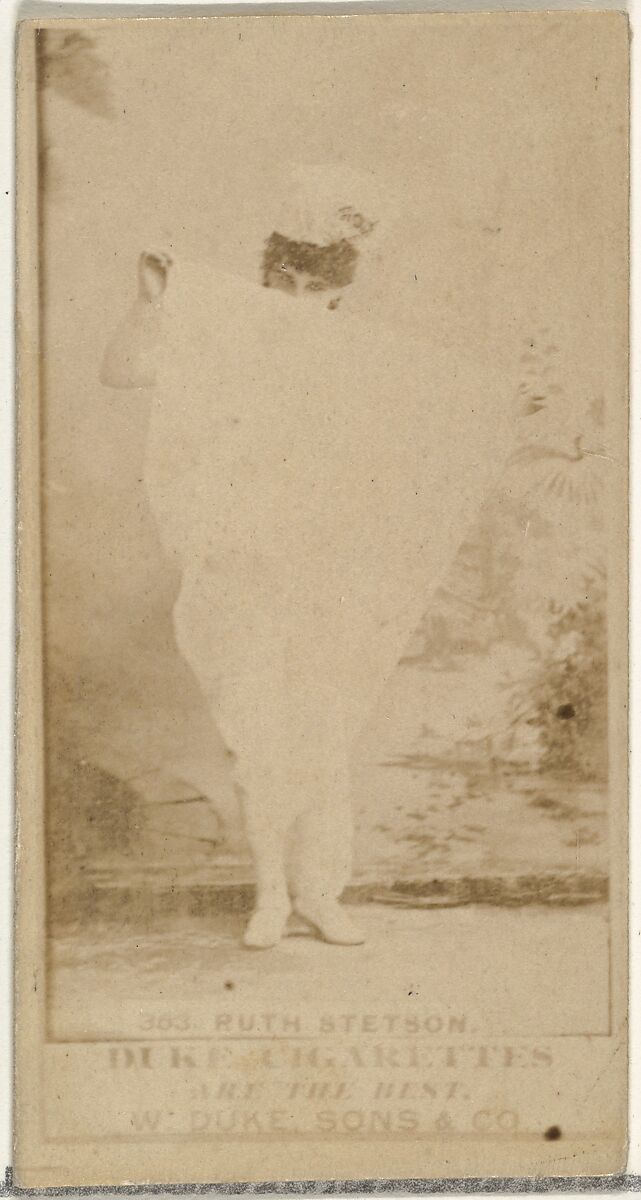 Ruth Stetson, from the Actors and Actresses series (N145-7) issued by Duke Sons & Co. to promote Duke Cigarettes, Issued by W. Duke, Sons &amp; Co. (New York and Durham, N.C.), Albumen photograph 