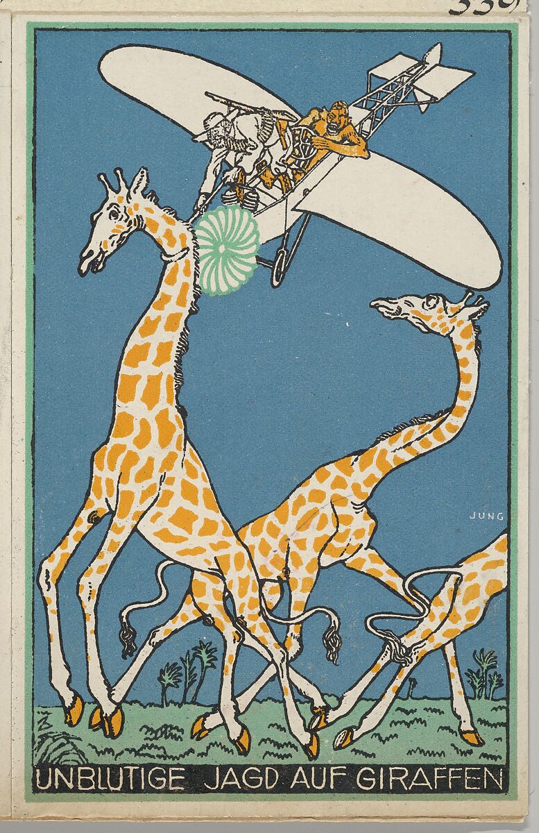 Bloodless Giraffe Hunt (Unblutige Jagd auf Giraffen), Moriz Jung (Austrian (born Czechoslovakia) Moravia 1885–1915 Manilowa (Carpathians)), Color lithograph 