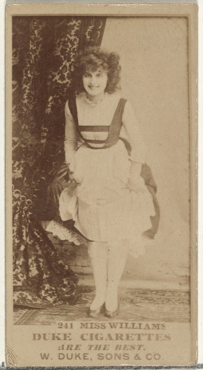 Card Number 241, Miss Williams, from the Actors and Actresses series (N145-7) issued by Duke Sons & Co. to promote Duke Cigarettes, Issued by W. Duke, Sons &amp; Co. (New York and Durham, N.C.), Albumen photograph 