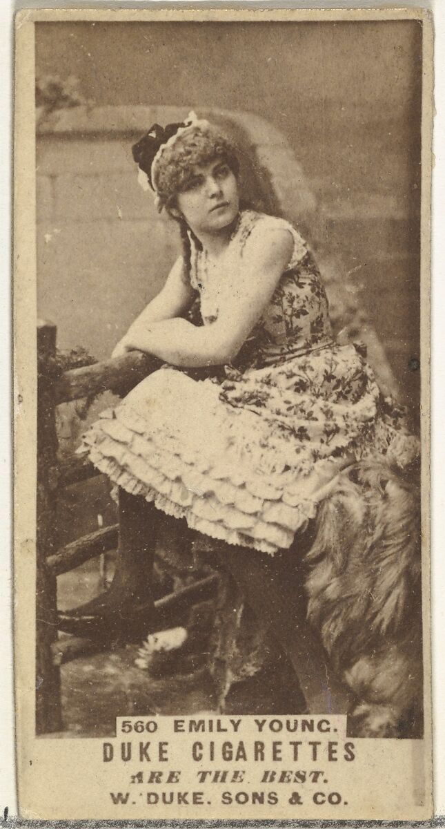 Card Number 560, Emily Young, from the Actors and Actresses series (N145-7) issued by Duke Sons & Co. to promote Duke Cigarettes, Issued by W. Duke, Sons &amp; Co. (New York and Durham, N.C.), Albumen photograph 