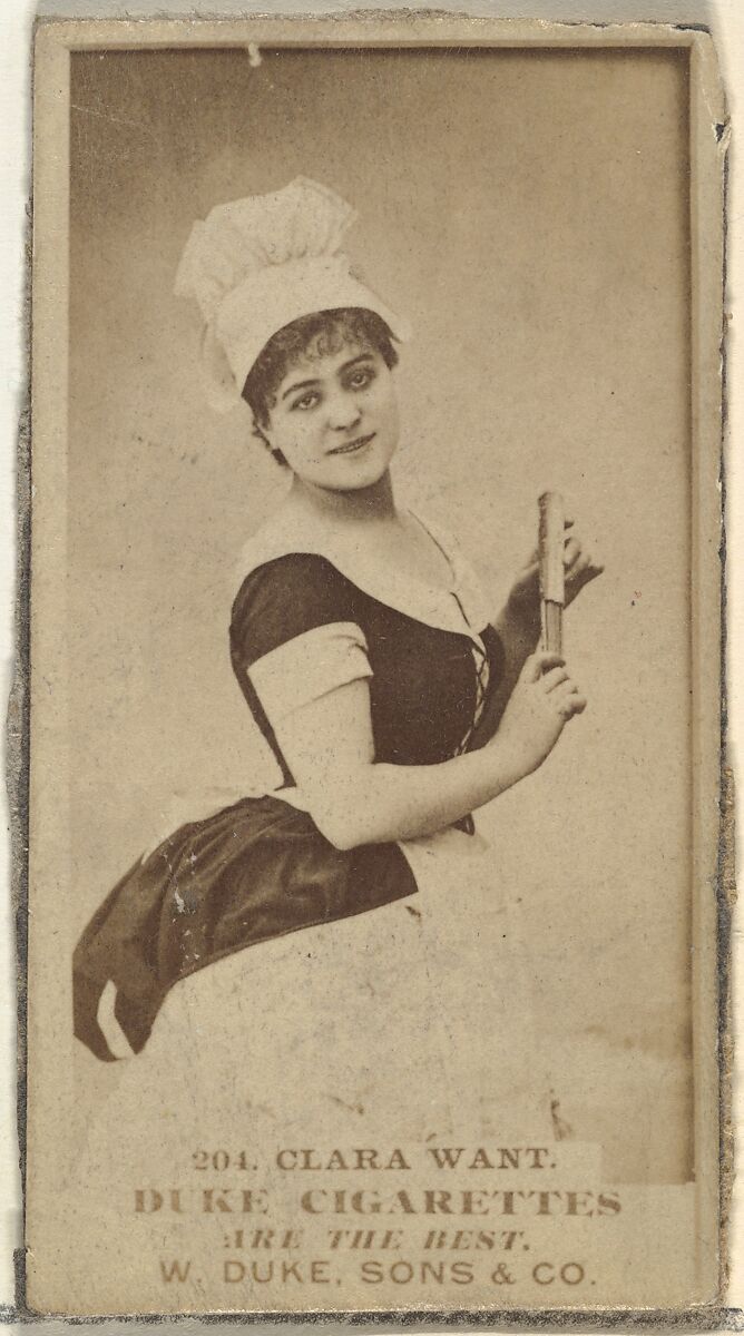 Card Number 204, Clara Want, from the Actors and Actresses series (N145-7) issued by Duke Sons & Co. to promote Duke Cigarettes, Issued by W. Duke, Sons &amp; Co. (New York and Durham, N.C.), Albumen photograph 