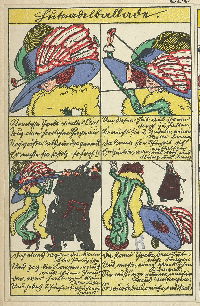 Hatpin Ballad (Hutnadelballade), Moriz Jung (Austrian (born Czechoslovakia) Moravia 1885–1915 Manilowa (Carpathians)), Color lithograph 