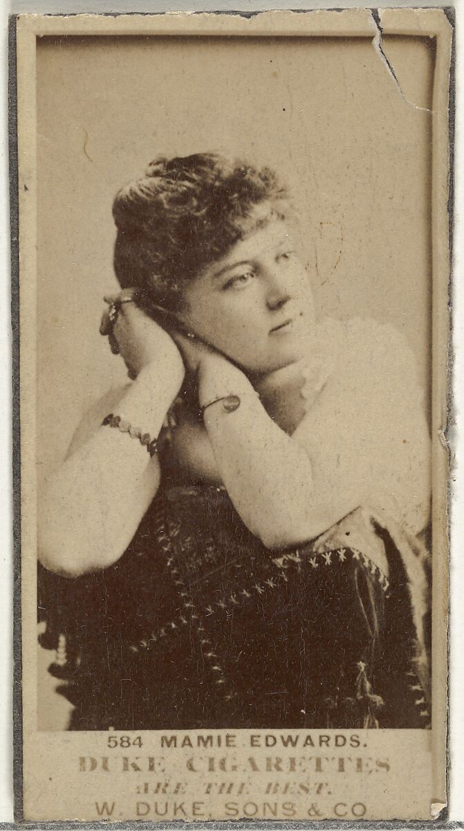 Card Number 584, Mamie Edwards, from the Actors and Actresses series (N145-7) issued by Duke Sons & Co. to promote Duke Cigarettes, Issued by W. Duke, Sons &amp; Co. (New York and Durham, N.C.), Albumen photograph 