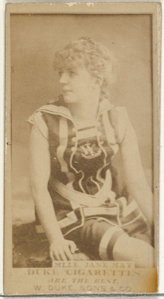 Mlle. Jane May, from the Actors and Actresses series (N145-7) issued by Duke Sons & Co. to promote Duke Cigarettes, Issued by W. Duke, Sons &amp; Co. (New York and Durham, N.C.), Albumen photograph 