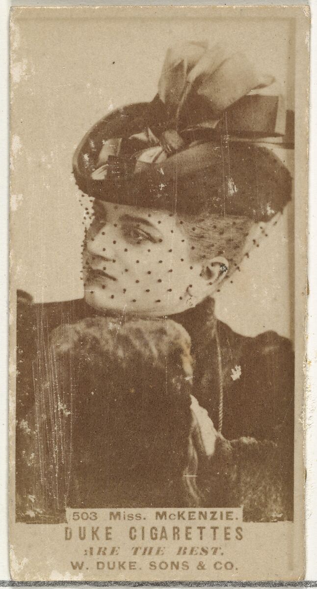 Card Number 503, Miss McKenzie, from the Actors and Actresses series (N145-7) issued by Duke Sons & Co. to promote Duke Cigarettes, Issued by W. Duke, Sons &amp; Co. (New York and Durham, N.C.), Albumen photograph 