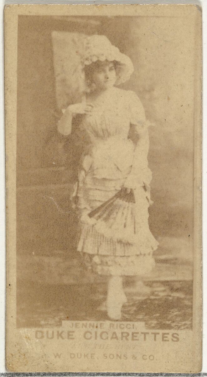 Jennie Ricci, from the Actors and Actresses series (N145-7) issued by Duke Sons & Co. to promote Duke Cigarettes, Issued by W. Duke, Sons &amp; Co. (New York and Durham, N.C.), Albumen photograph 