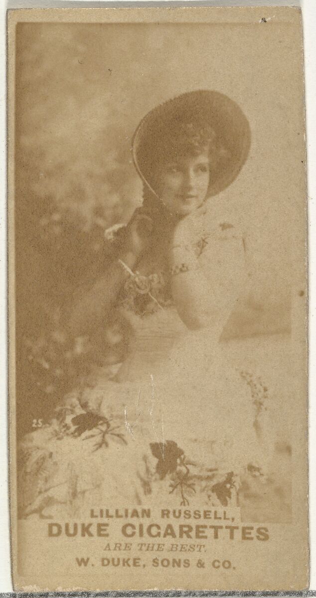 Lillian Russell, from the Actors and Actresses series (N145-7) issued by Duke Sons & Co. to promote Duke Cigarettes, Issued by W. Duke, Sons &amp; Co. (New York and Durham, N.C.), Albumen photograph 