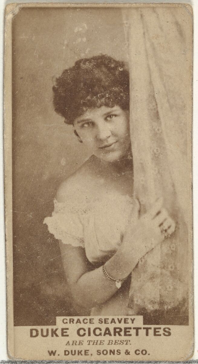 Grace Seavey, from the Actors and Actresses series (N145-7) issued by Duke Sons & Co. to promote Duke Cigarettes, Issued by W. Duke, Sons &amp; Co. (New York and Durham, N.C.), Albumen photograph 