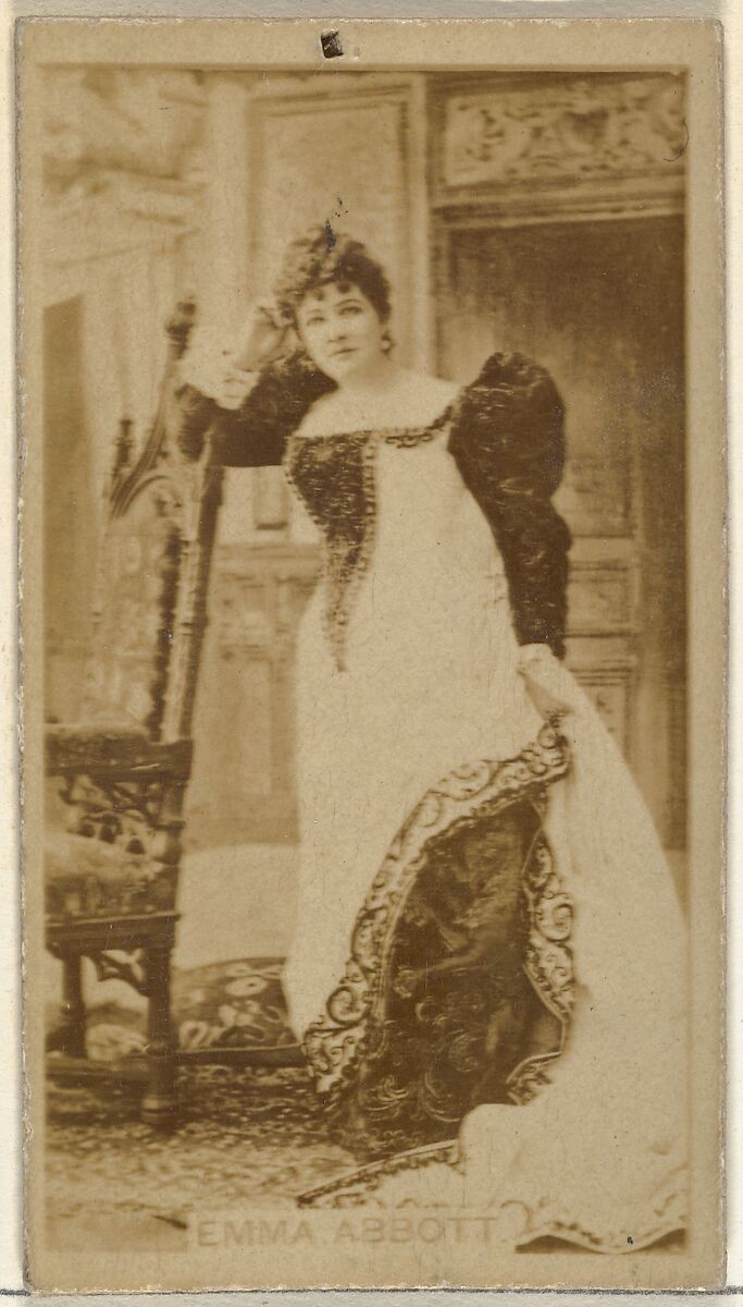 Emma Abbott, from the Actors and Actresses series (N145-8) issued by Duke Sons & Co. to promote Duke Cigarettes, Issued by W. Duke, Sons &amp; Co. (New York and Durham, N.C.), Albumen photograph 