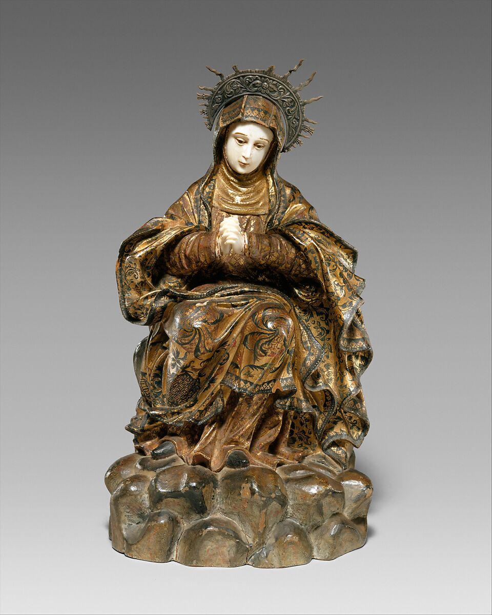 Mater Dolorosa (Mourning Virgin), Wood with pigments, gilding, ivory and silver, China 