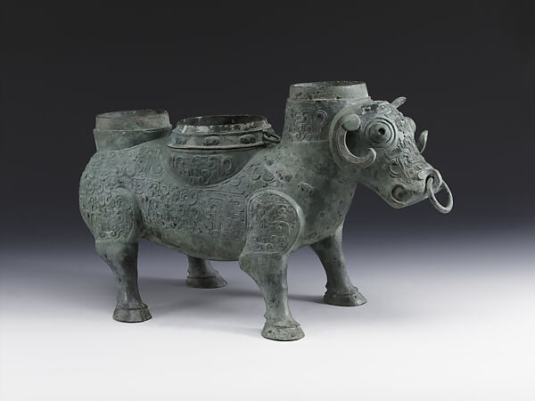 Ritual wine container in the shape of a buffalo (Xizun), Bronze, China 