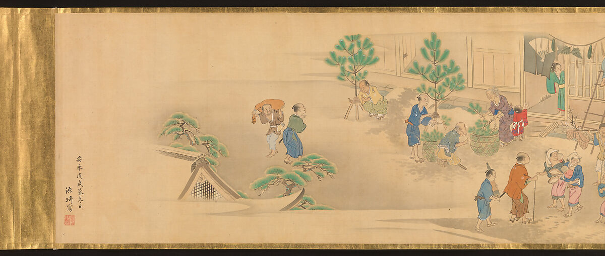 Scenes of the Four Seasons in Kyoto, Genki (Komai Ki) (Japanese, 1747–1797), Handscroll; ink and color on silk, Japan