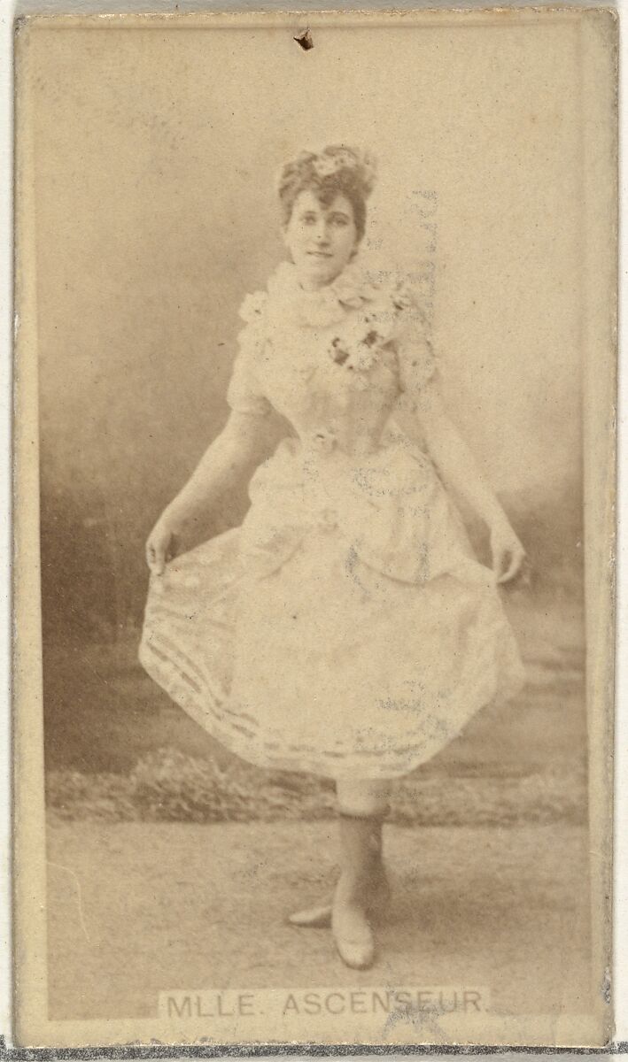 Mlle. Ascenseur, from the Actors and Actresses series (N145-8) issued by Duke Sons & Co. to promote Duke Cigarettes, Issued by W. Duke, Sons &amp; Co. (New York and Durham, N.C.), Albumen photograph 