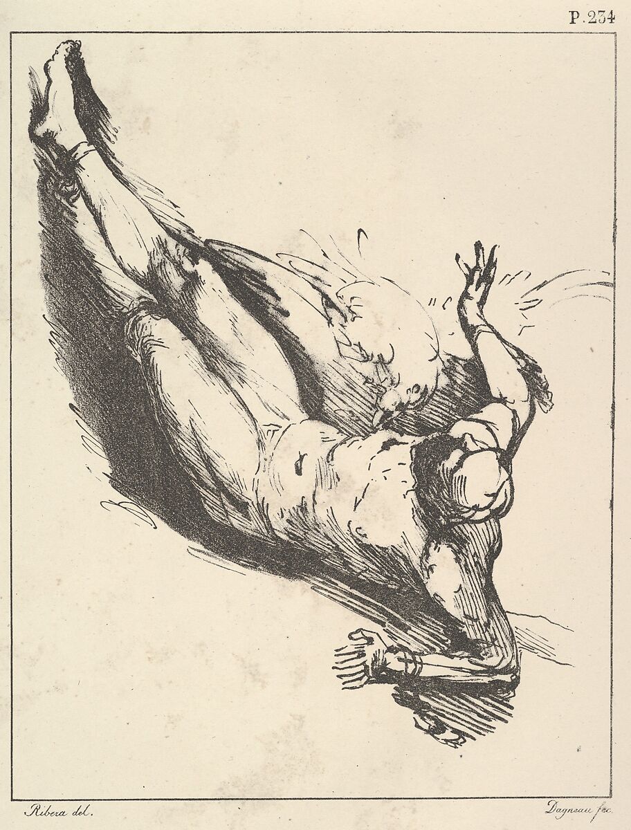 Prometheus chained, two pendentives and an Egyptian Saint Marie, volume 3, plate 234 from "Monuments des Arts du Dessin", Jules Dagneau, Lithograph 