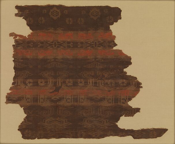 Textile with Stripes and Confronted Dragons