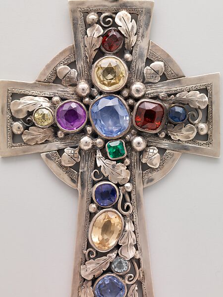 Pendant, Edward Everett Oakes (American, 1891–1960), Silver with colored stones including blue, pink and yellow sapphires, garnets, a tourmaline, and an emerald., American