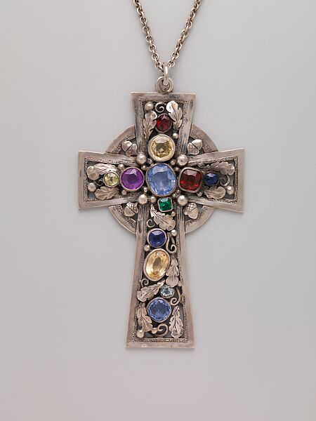Pendant, Edward Everett Oakes (American, 1891–1960), Silver with colored stones including blue, pink and yellow sapphires, garnets, a tourmaline, and an emerald., American 
