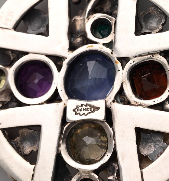 Pendant, Edward Everett Oakes (American, 1891–1960), Silver with colored stones including blue, pink and yellow sapphires, garnets, a tourmaline, and an emerald., American