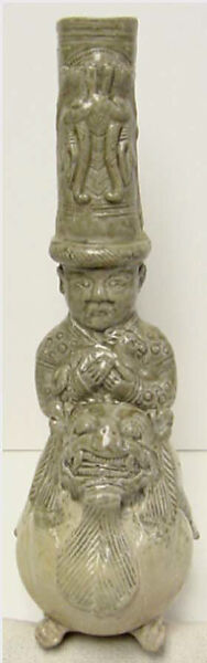 Figure of a Man Astride a Mythical Beast, Stoneware with celadon glaze (Yue ware), China