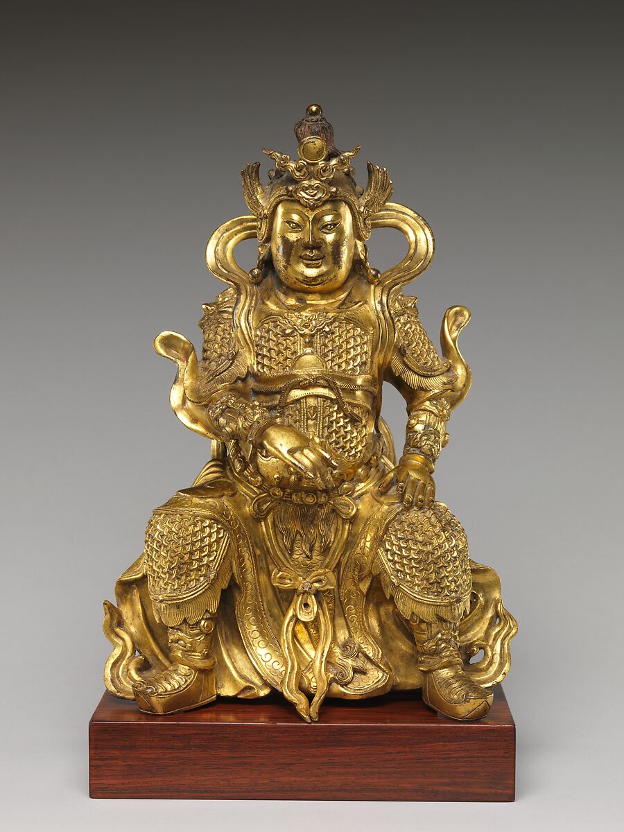 Guardian, probably a Lokapala (Tian wang), Gilt brass; lost-wax cast, China 