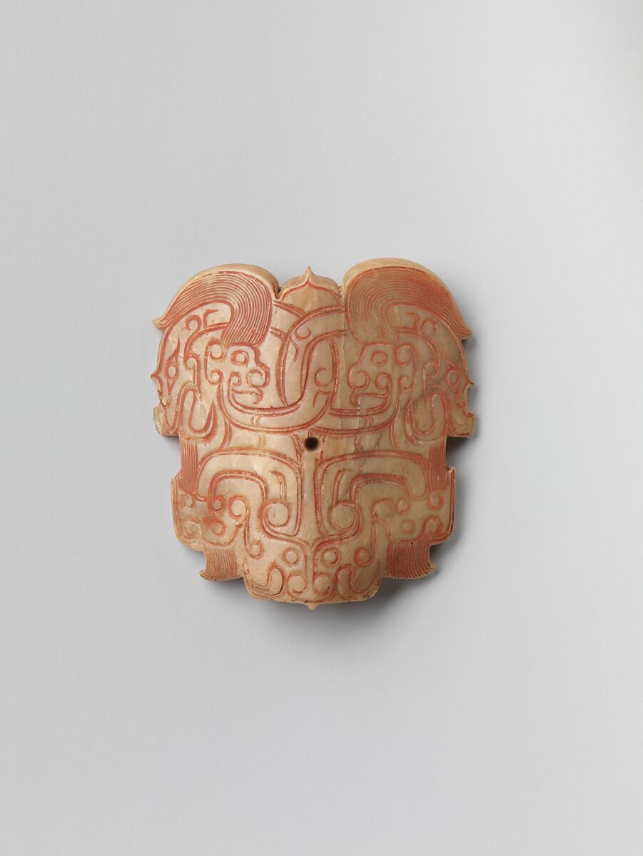 Plaque with mask designs, Jade (nephrite), China 